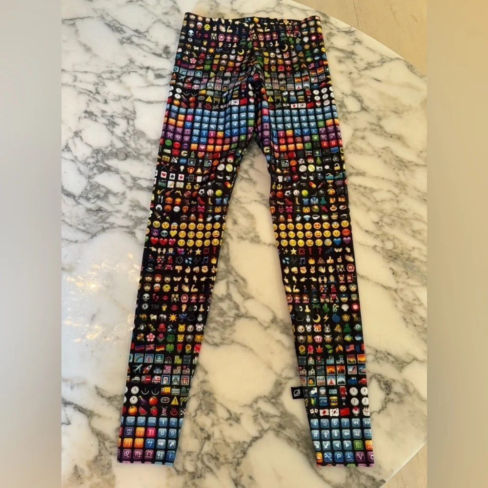 NWT Terez Emoji Print Leggings | Girls’ Medium | Soft Stretchy Athleisure